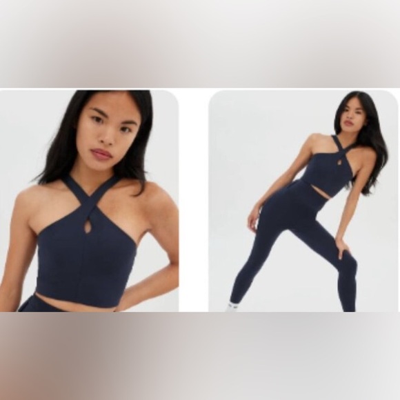 NWT Girlfriend Collective Becca X Neck Bra Blue Size Large - Picture 10 of 11